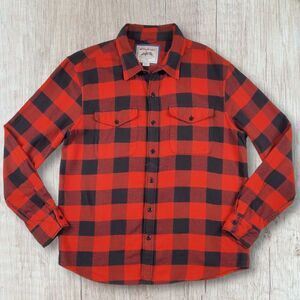 American Eagle Men's Long Sleeve Flannel Shirt Size L Plaid Red Cotton Est. 1977